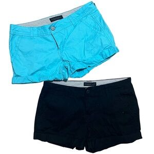 Set of 2 Aeropostale Women's Midi Twill Shorts - Turquoise and Black